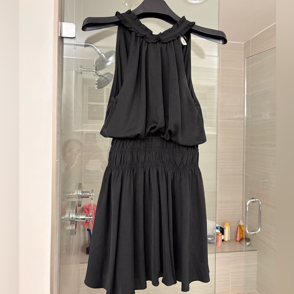 Boutique Black Ruffled Halter Mini Dress
